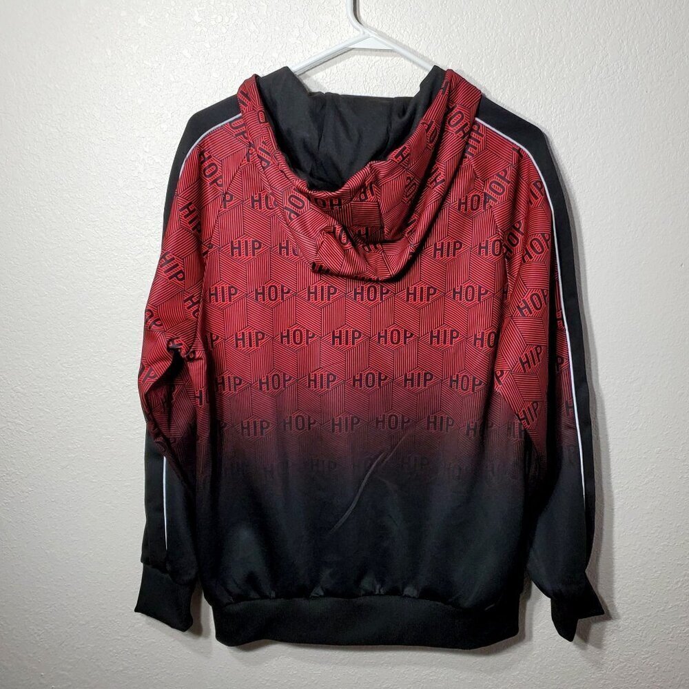 Mebius Men's Hip Hop Hoodie Jacket Size M Ombre Red & Black Full Zip NWT - Picture 2 of 9